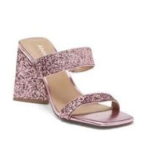Abound Heels Block Heel Sandal Glitter Party Carina Clubwear Barbie Pink 6.5